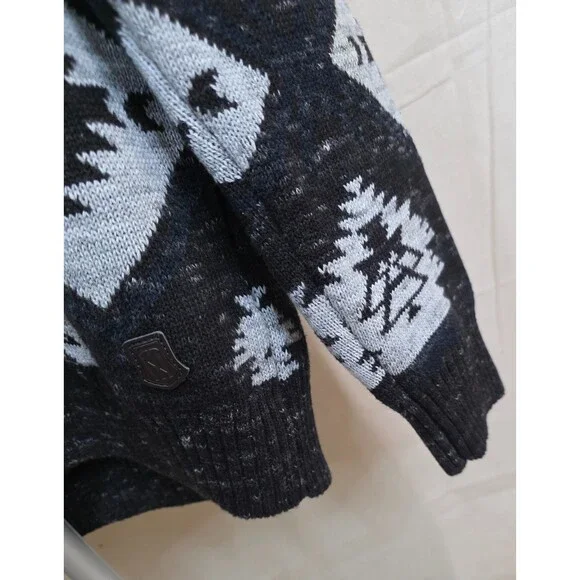 Trash Nouveau Shawl Collar Pullover Sweater — Black & Gray Aztec Knit — XL 2000s - Picture 5 of 11